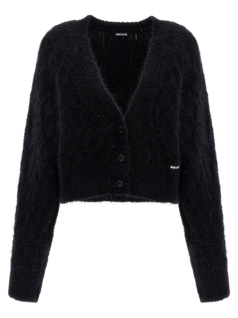 ROTATE BIRGER CHRISTENSEN Black Alpaca Leather Cardigan