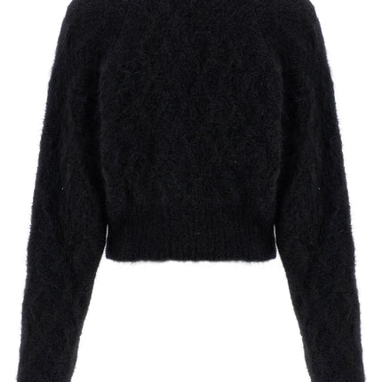 ROTATE BIRGER CHRISTENSEN Black Alpaca Leather Cardigan
