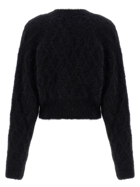 ROTATE BIRGER CHRISTENSEN Black Alpaca Leather Cardigan