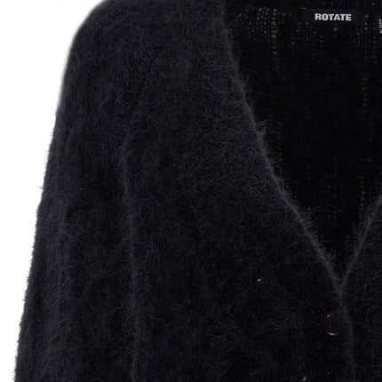 ROTATE BIRGER CHRISTENSEN Black Alpaca Leather Cardigan