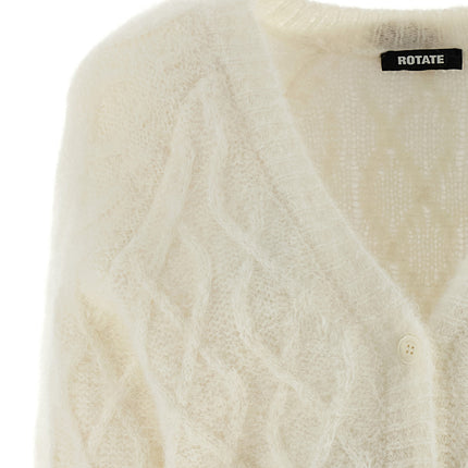 ROTATE BIRGER CHRISTENSEN White Alpaca Leather Cardigan