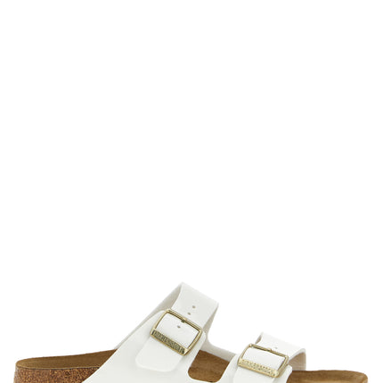 Birkenstock White Artificial Leather Slides