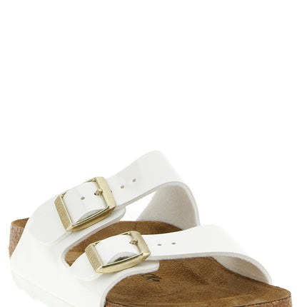 Birkenstock White Artificial Leather Slides