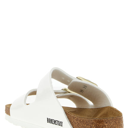 Birkenstock White Artificial Leather Slides