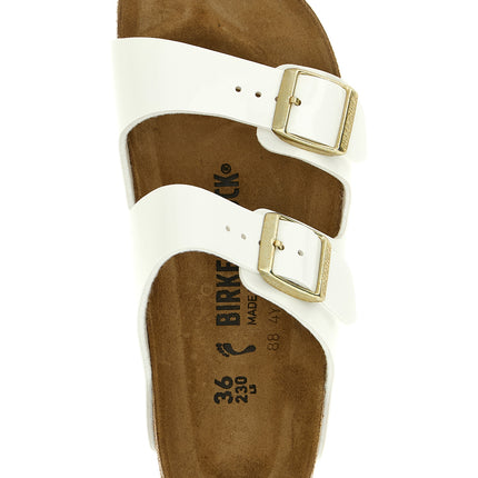 Birkenstock White Artificial Leather Slides