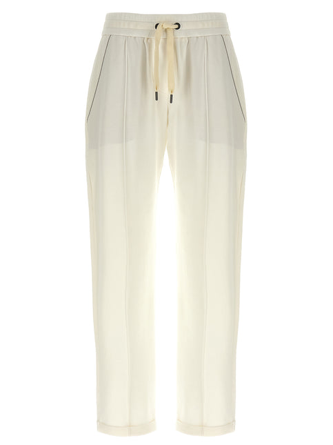 Brunello Cucinelli White Cotton Joggers (Workout Pants)