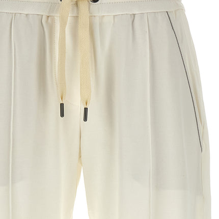 Brunello Cucinelli White Cotton Joggers (Workout Pants)
