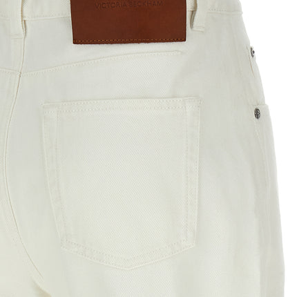 Victoria Beckham White Cotton High-Waisted Jean
