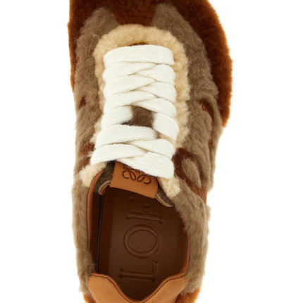 Loewe Brown Lamb Leather Low Top Sneakers