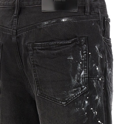 PURPLE Black Cotton Straight-Leg Jeans