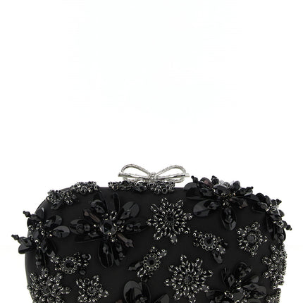 Self-Portrait Black Polyester Clutch Bag
