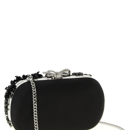 Self-Portrait Black Polyester Clutch Bag