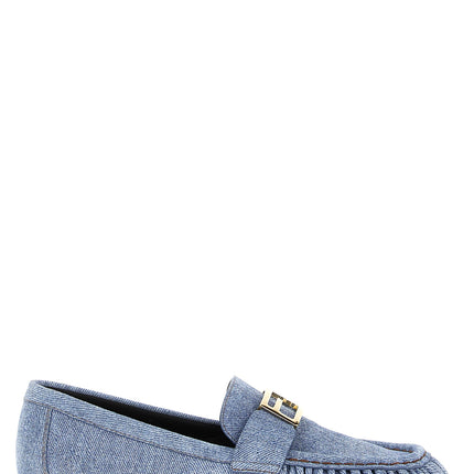 Fendi Blue Calfskin Slip-On Loafers