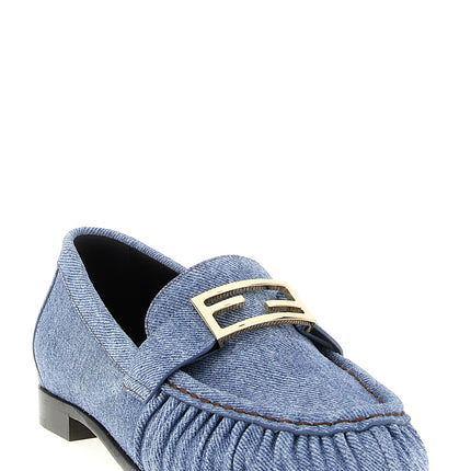 Fendi Blue Calfskin Slip-On Loafers