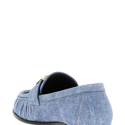 Fendi Blue Calfskin Slip-On Loafers