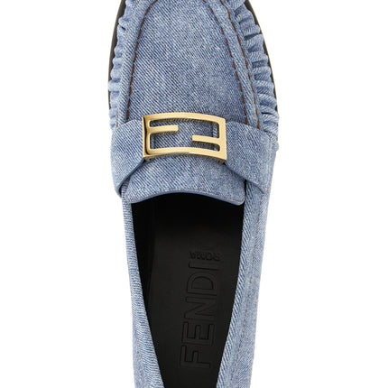 Fendi Blue Calfskin Slip-On Loafers