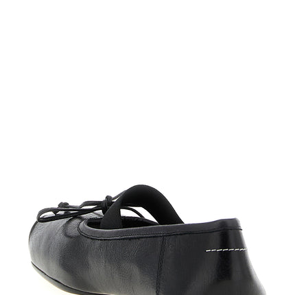 MM6 Maison Margiela Black Calfskin Ballet Flats
