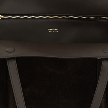 Ferragamo Brown Goatskin Shoulder Bag