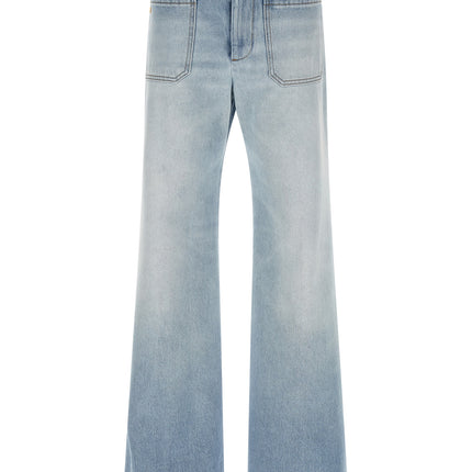 Victoria Beckham Blue Cotton Flared Jeans