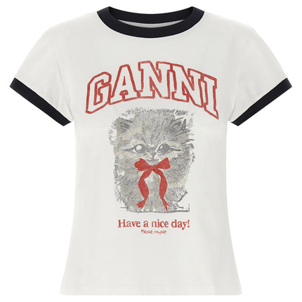 Ganni White Organic Cotton T-Shirt
