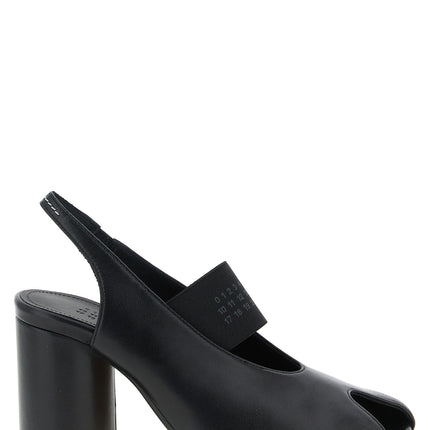 MM6 Maison Margiela Black Lamb Leather Mid Heel Pumps