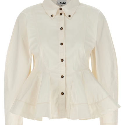 Ganni White Cotton Blouse