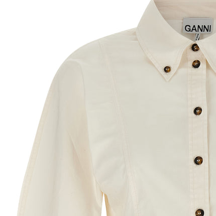 Ganni White Cotton Blouse