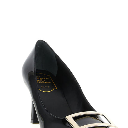 Roger Vivier Black Calfskin Mid Heel Pumps