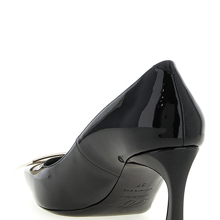 Roger Vivier Black Calfskin Mid Heel Pumps
