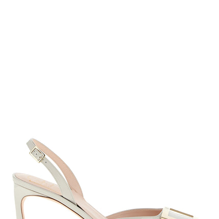 Roger Vivier White Calfskin Mid Heel Pumps