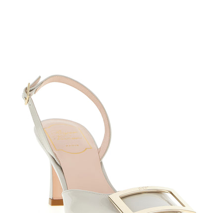 Roger Vivier White Calfskin Mid Heel Pumps