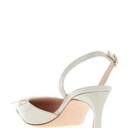 Roger Vivier White Calfskin Mid Heel Pumps