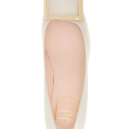 Roger Vivier White Calfskin Mid Heel Pumps