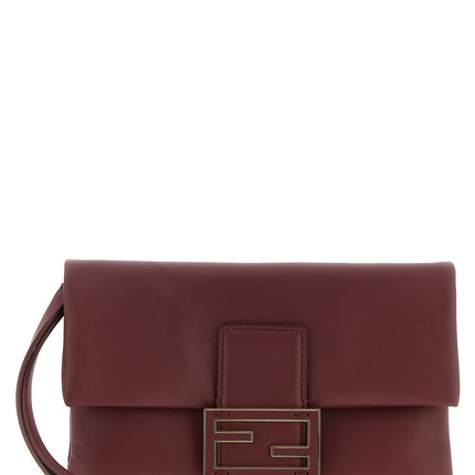 Fendi Bordeaux Lamb Leather Clutch Bag