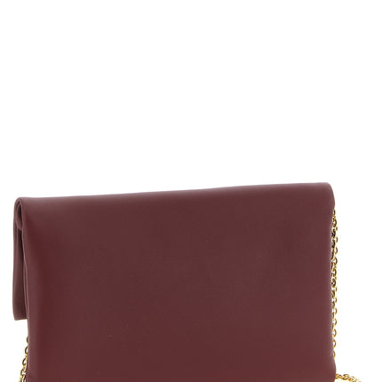 Fendi Bordeaux Lamb Leather Clutch Bag