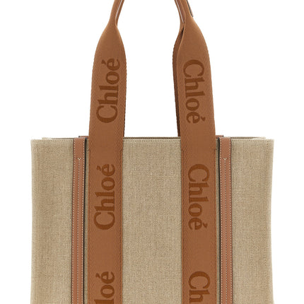 Chloé Brown Linen Tote Bag