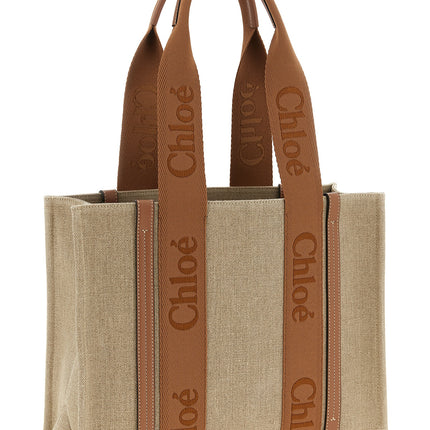 Chloé Brown Linen Tote Bag