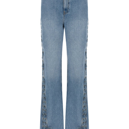 ROTATE BIRGER CHRISTENSEN Blue Cotton Straight-Leg Jeans