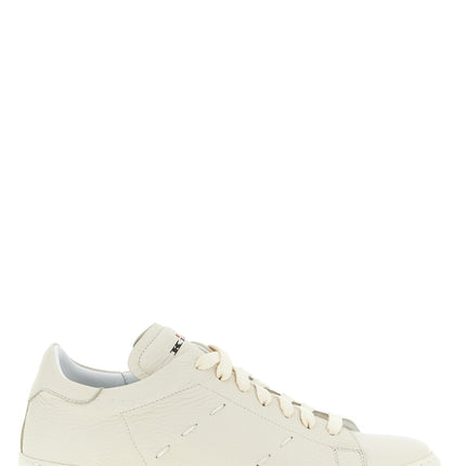 Kiton White Nubuc Leather Low Top Sneakers