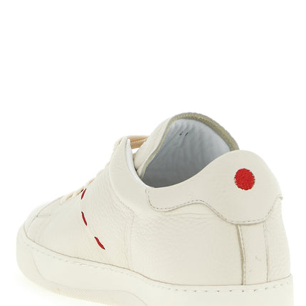 Kiton White Nubuc Leather Low Top Sneakers