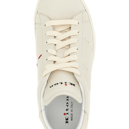 Kiton White Nubuc Leather Low Top Sneakers