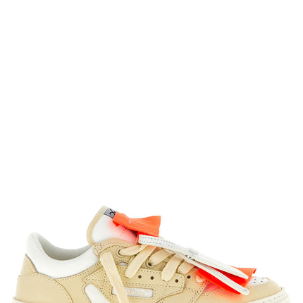 Off-White Beige Leather Low Top Sneakers