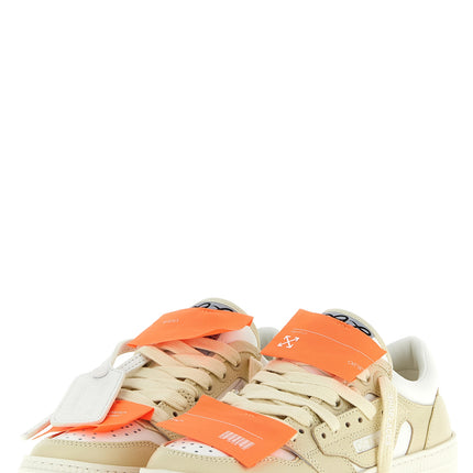 Off-White Beige Leather Low Top Sneakers