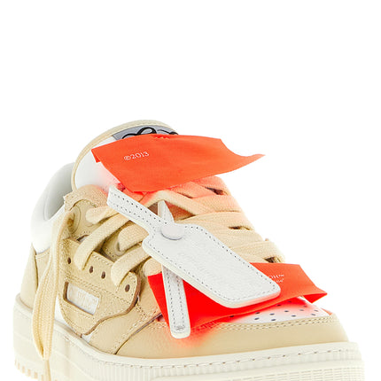Off-White Beige Leather Low Top Sneakers