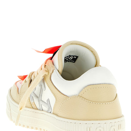 Off-White Beige Leather Low Top Sneakers