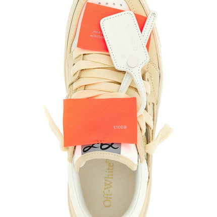 Off-White Beige Leather Low Top Sneakers