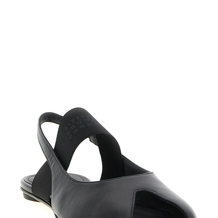 MM6 Maison Margiela Black Lamb Leather Flat Sandals
