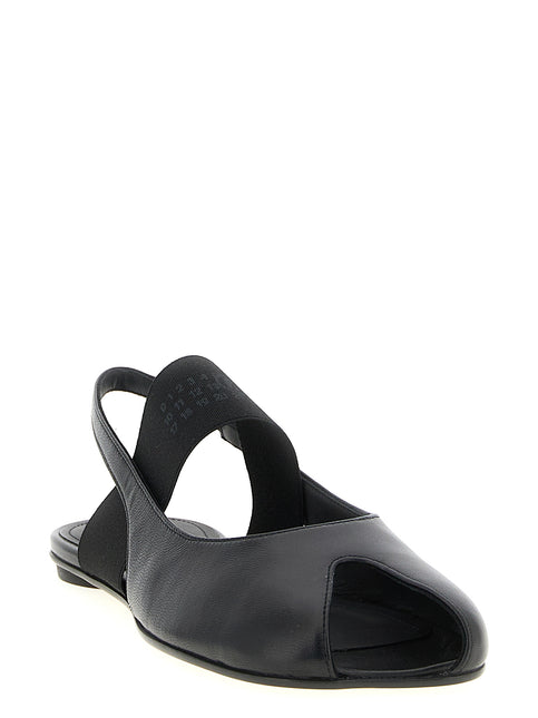 MM6 Maison Margiela Black Lamb Leather Flat Sandals