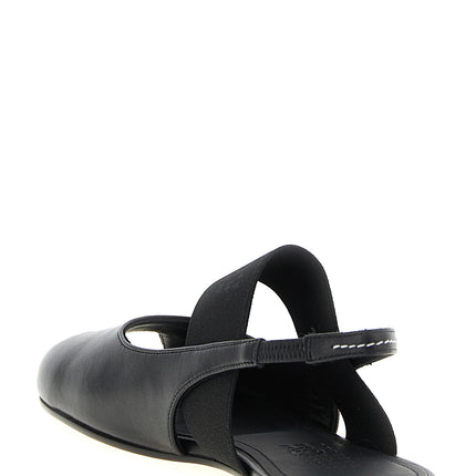 MM6 Maison Margiela Black Lamb Leather Flat Sandals