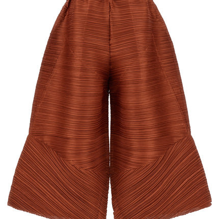 PLEATS PLEASE ISSEY MIYAKE Brown Polyester Casual Pants